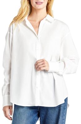 Splendid Avril Side Slit Button-Up Shirt in White