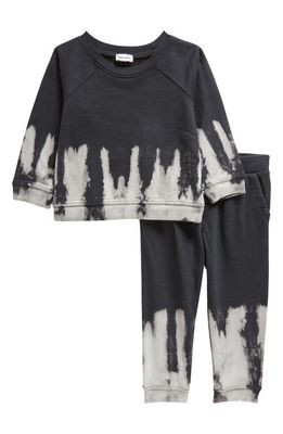 Splendid Bleach Dye Sweatshirt & Joggers Set in Black