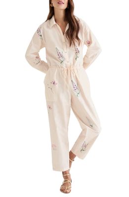 Splendid Blossom Floral Print Long Sleeve Stretch Cotton Jumpsuit in Floral Multi