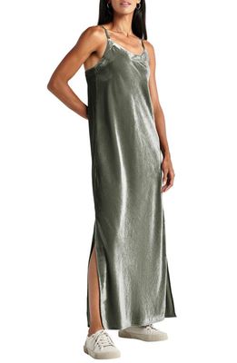 Splendid Breeze Velvet Maxi Slipdress in V Olv Brn