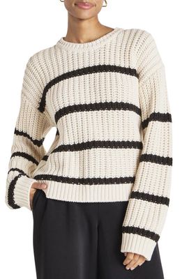 Splendid Cella Jane Stripe Cotton Blend Pullover Sweater in Ivory/Black
