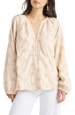 Splendid Cheryl Embroidered Peasant Blouse in Water Lily