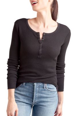 Splendid Classic Thermal Henley in Black