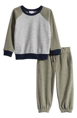 Splendid Colorblock Sweatshirt & Sweatpants Set in Light Heather Grey