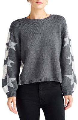 Splendid Coming & Going Intarsia Star Colorblock Crewneck Sweater in Slate