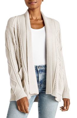 Splendid Cora Cable Stitch Open Front Cardigan in White Sand