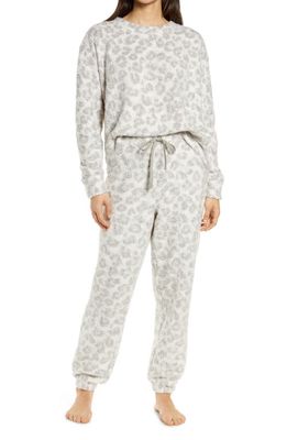 Splendid Cozy Two-Piece Pajama Set in Grey Leopard