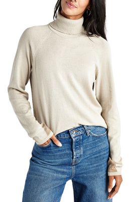 Splendid Elin Colorblock Turtleneck Sweater in Oat/Camel