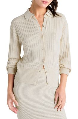 Splendid Gemma Rib Cardigan in Oat Heather