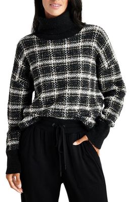 Splendid Ginny Plaid Turtleneck Sweater in Black Plaid