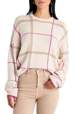 Splendid Greta Windowpane Plaid Jacquard Sweater in Oat Heather Multi
