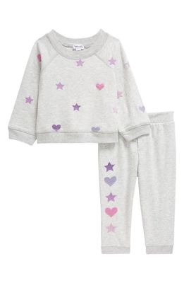 Splendid Hearts & Stars Cotton Blend Sweatshirt & Joggers Set in Light Heather Grey