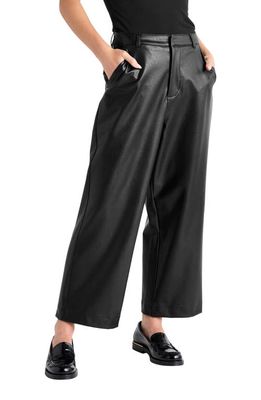 Splendid High Waist Crop Wide Leg Faux Leather Pants in Black