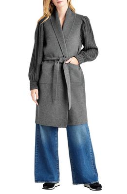 Splendid Ivy Rib Sleeve Wrap Coat in Heather Charcoal