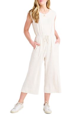 Splendid Janelle Sleeveless Crop Wide Leg Jumpsuit in White Sand