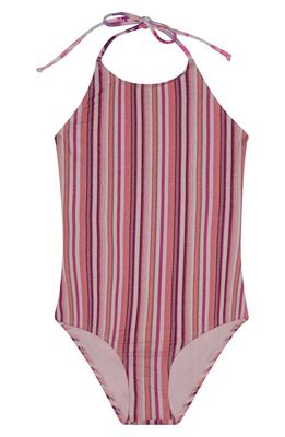 Splendid Kids' Metallic Stripe One-Piece Swimsuit in Pink
