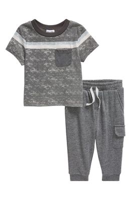 Splendid Kids' Shore Stripe T-Shirt & Cargo Pants Set in Granite