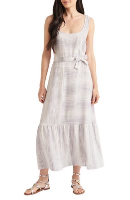 Splendid Kira Tie Waist Maxi Dress in Oyster Stripe