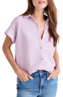 Splendid Logan Fray Short Sleeve Button-Up Shirt in Soft Lavender