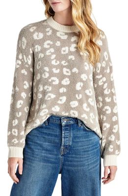 Splendid Mal Fuzzy Leopard Print Sweater in Camel Leopard