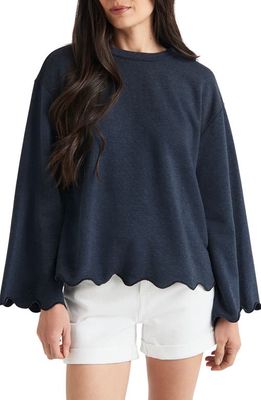 Splendid Nori Scalloped Trim Sweatshirt in Navy