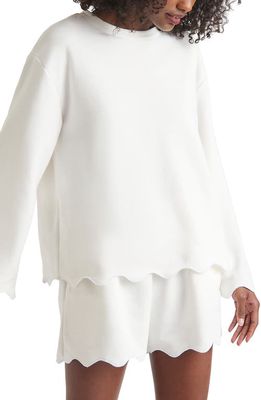 Splendid Nori Scalloped Trim Sweatshirt in White