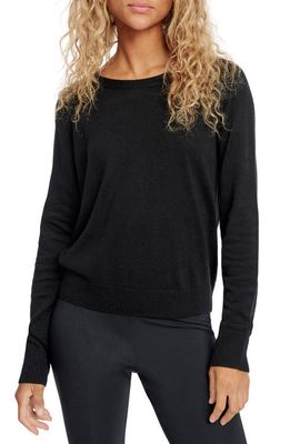 Splendid Open Back Loop Knit Sweater in Black