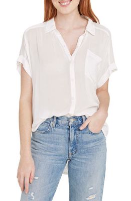 Splendid Paige High-Low Cotton Blend Button-Up Shirt in White