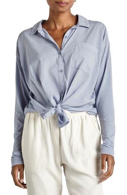 Splendid Paige Tie Hem Button-Up Shirt in Washed Calypso