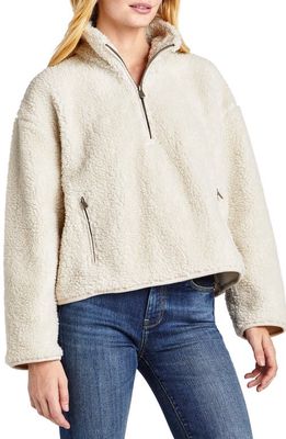 Splendid Quarter Zip High Pile Fleece Pullover in White Sand