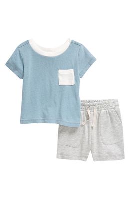 Splendid Retro Pocket T-Shirt & Shorts Set in Sky Blue