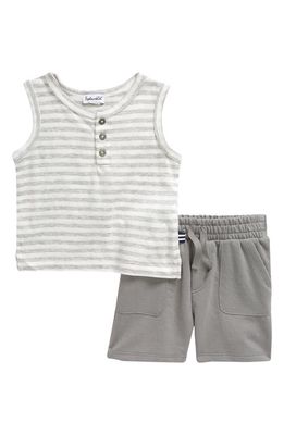 Splendid Retro Stripe Tank & Shorts Set in Heather Grey Stripe