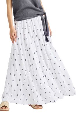 Splendid Sabrina Embroidered Floral Cotton Blend Maxi Skirt in White