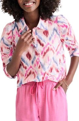 Splendid Serena Print Puff Sleeve Shirt in Clover Ikat