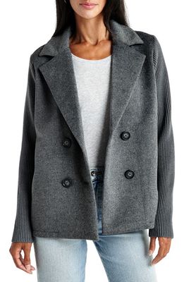 Splendid Singrid Double Breasted Wool Blend Jacket in Heather Charcoal