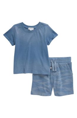 Splendid Spray Cloud Cotton Blend T-Shirt & Shorts Set in Cool Blue