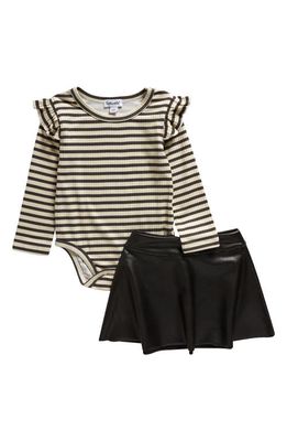 Splendid Stripe Bodysuit & Skirt Set in Black White