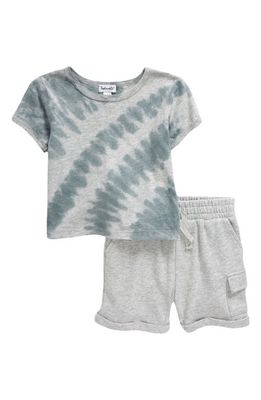 Splendid Sunbeam Tie Dye T-Shirt & Cargo Shorts Set in Slate Tie Dye