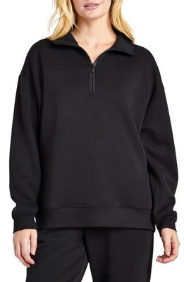 Splendid Tate Oversize Quarter Zip Pullover in Black