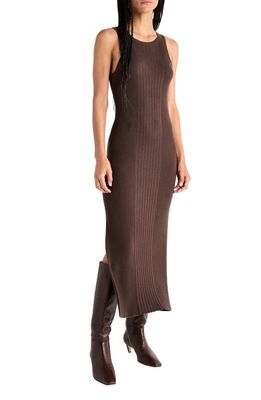 Splendid Trina Sleeveless Rib Midi Sweater Dress in Chocolate