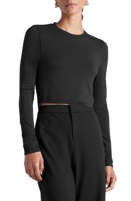 Splendid x Kate Young Long Sleeve Crop T-Shirt in Black