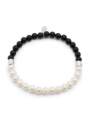 Split Freshwater Pearl & Black Onyx Beaded Bracelet