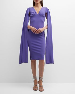 Split-Sleeve Bodycon Empire Midi Dress
