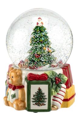 Spode Christmas Tree Deck The Halls Snow Globe in Green