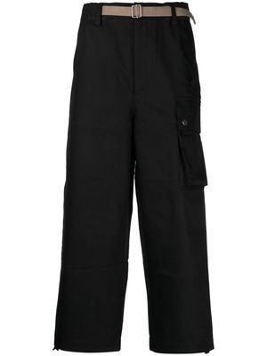 Spoonyard cropped wide-leg cargo trousers - Black