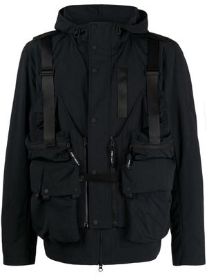 Spoonyard detachable-panel hooded jacket - Black