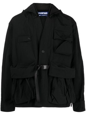 Spoonyard Kimno multi-pockets hooded jacket - Black