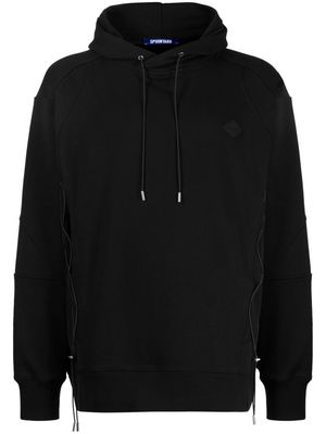 Spoonyard logo-appliqué panelled hoodie - Black