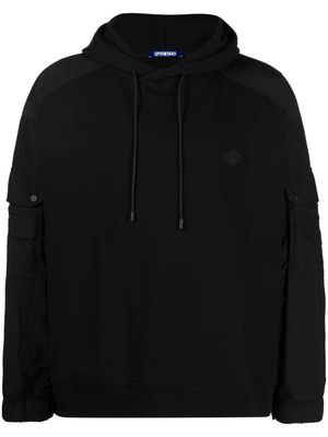 Spoonyard logo-patch panelled hoodie - Black