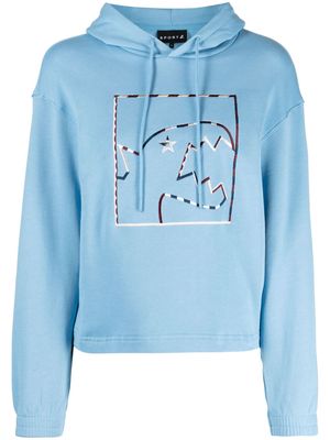 SPORT b. by agnès b. Dino Box-embroidered cotton hoodie - Blue